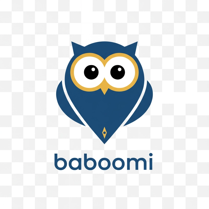 AI logo design: Create a clean, modern, minimalist vector logo for the travel brand "baboomi". Design an owl whose b... - Generated with Gemini nano banana