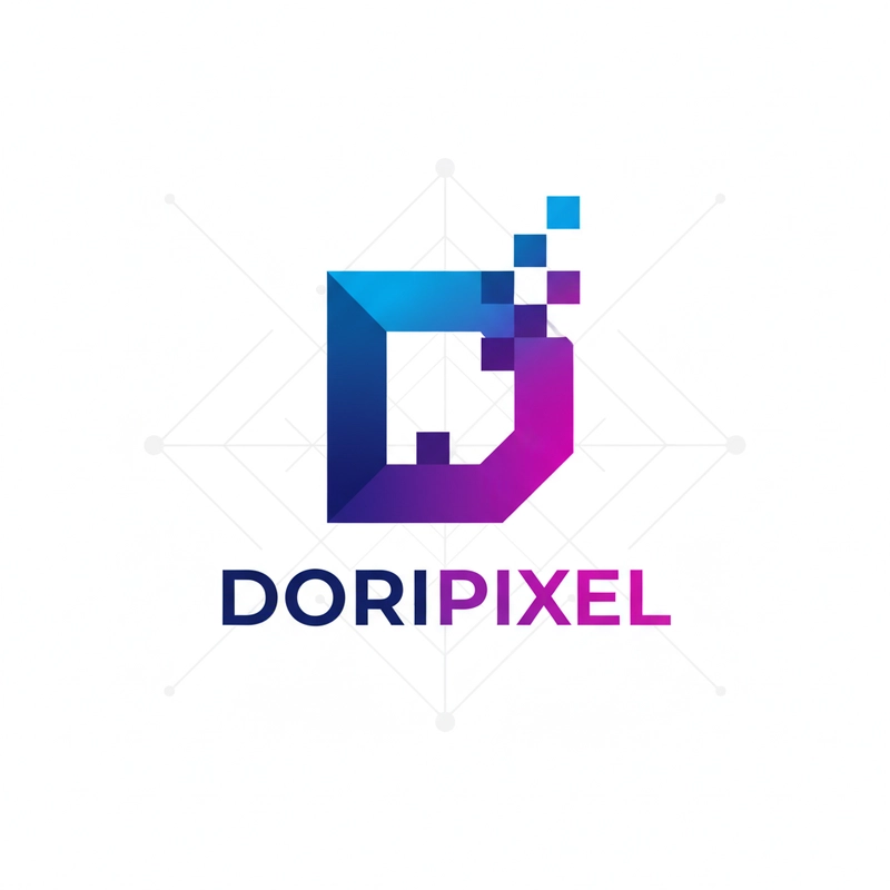 AI logo design: A modern minimalist logo design for "DORIPIXEL" featuring a stylized pixelated letter "D" in gradien... - Generated with Gemini nano banana