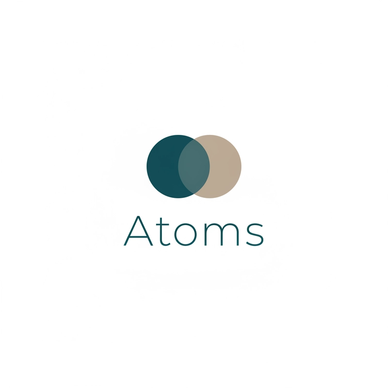 AI logo design: A minimal logo design featuring the wordmark "Atoms" in a clean, modern sans-serif typeface with sub... - Generated with Gemini nano banana
