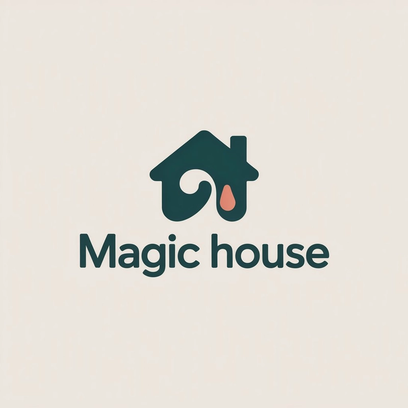 AI logo design: A clean, minimalist logo design featuring a simple house silhouette with a subtle magical element, r... - Generated with ideogram