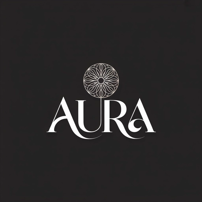 AI logo design: A sophisticated logo design featuring the word "AURA" in an elegant serif typeface with flowing arti... - Generated with ideogram