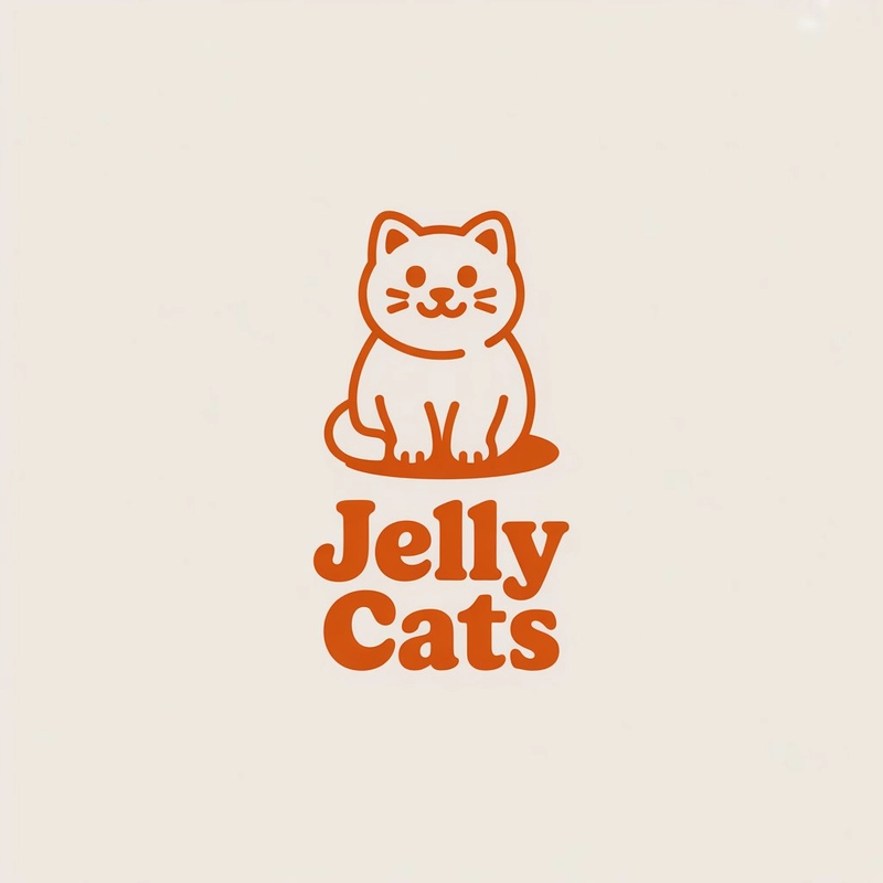 AI logo design: A minimalist emblem logo for the "Jelly Cats" gummy candy brand, featuring a charmingly chubby jelly... - Generated with ideogram