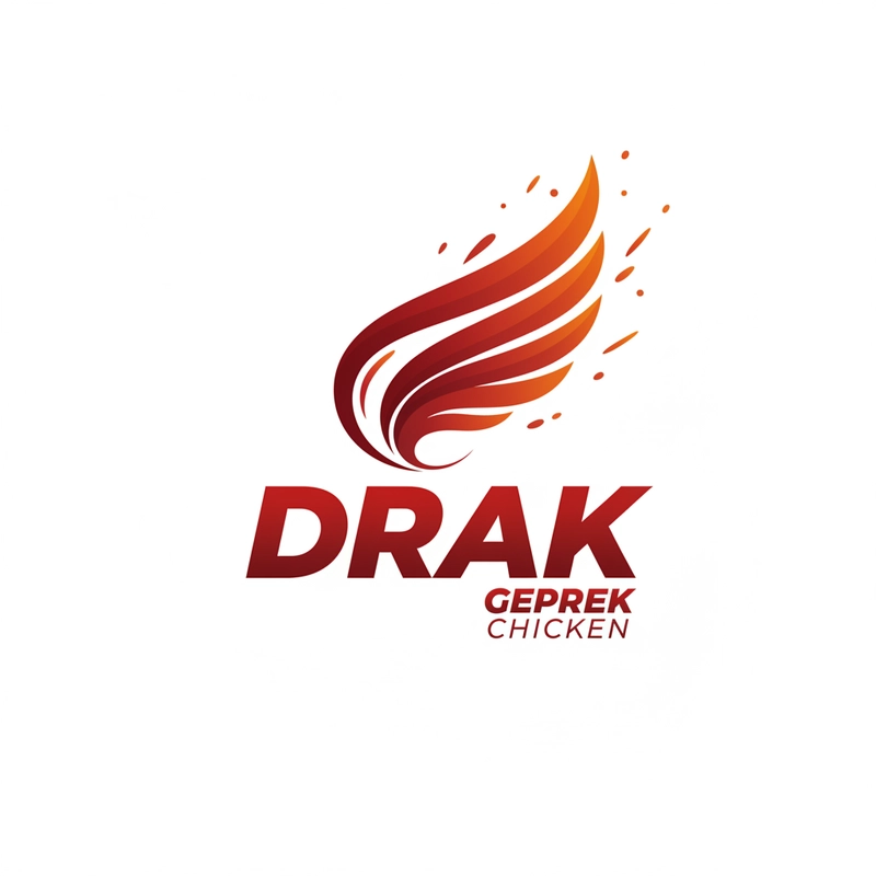 AI logo design: A modern logo design for a geprek chicken shop featuring the name "DRAK" in bold, contemporary typog... - Generated with Gemini nano banana