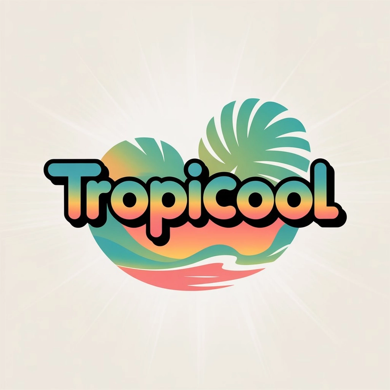 AI logo design: A modern logo design featuring the brand name "TROPICOOL" in bold, curved lettering with a tropical... - Generated with ideogram
