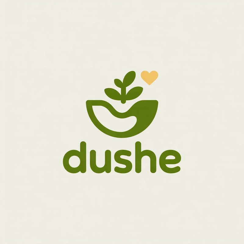 AI logo design: A modern vector logo design featuring the brand name "Dushe" in a friendly sans-serif typeface with... - Generated with ideogram