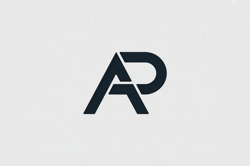 AI logo design: A sleek minimalist logo design featuring the monogram "AP" in bold, geometric sans-serif lettering.... - Generated with ideogram