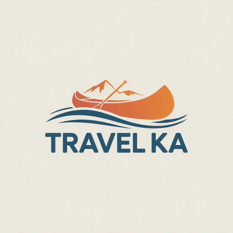 AI logo design: A modern travel logo design featuring a stylized canoe silhouette gliding across flowing water waves... - Generated with ideogram