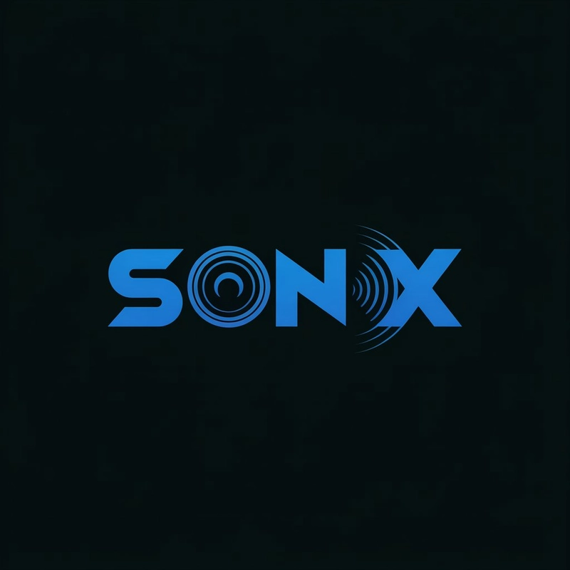 AI logo design: A sleek modern logo design featuring the brand name "SONIX" in bold, futuristic sans-serif typograph... - Generated with ideogram