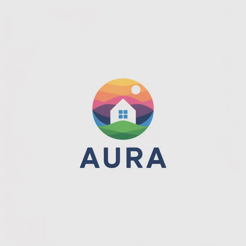 AI logo design: Make me an attractive logo for real state page on Facebook called AURA with attractive colors - Generated with ideogram
