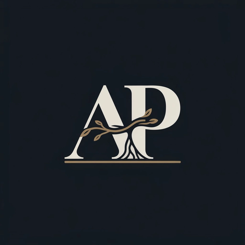 AI logo design: A sophisticated logo design featuring a stylized monogram of the capital letters "A" and "P" in a re... - Generated with ideogram