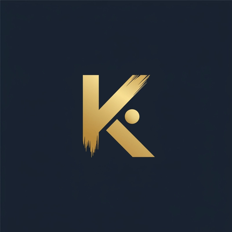 AI logo design: A vector-style minimalist monogram featuring an abstract K symbol constructed from sharp, architectu... - Generated with Gemini nano banana