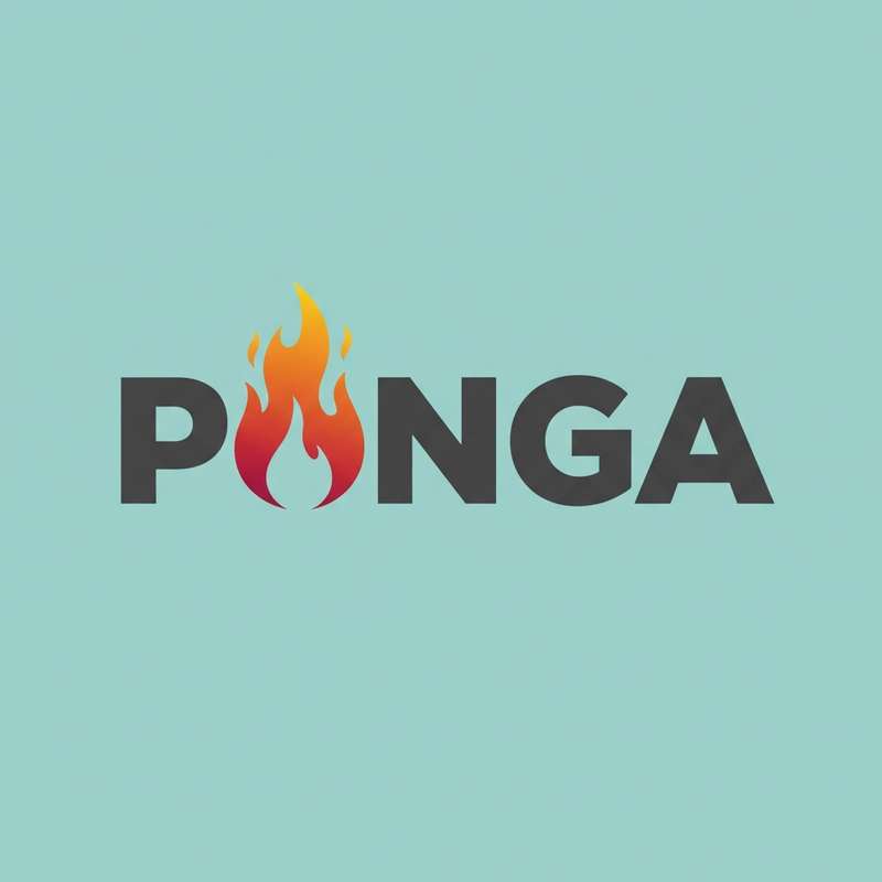 AI logo design: A bold vector logo design featuring the word "PONGA" in strong geometric sans-serif letters with sub... - Generated with Gemini nano banana
