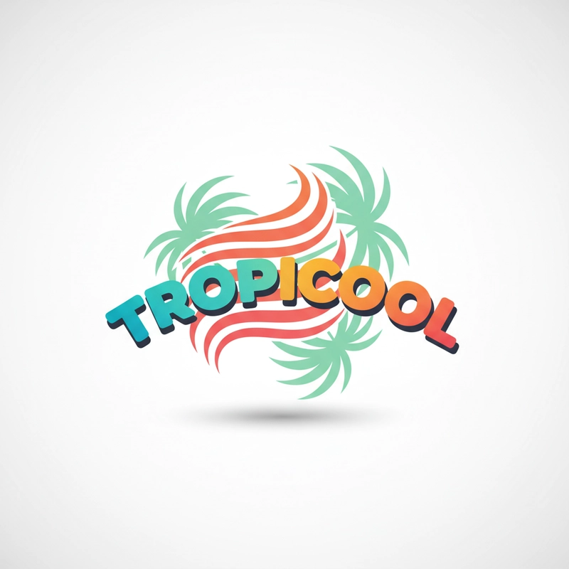 AI logo design: A modern logo design featuring the brand name "TROPICOOL" in bold, curved lettering with a tropical... - Generated with Gemini nano banana