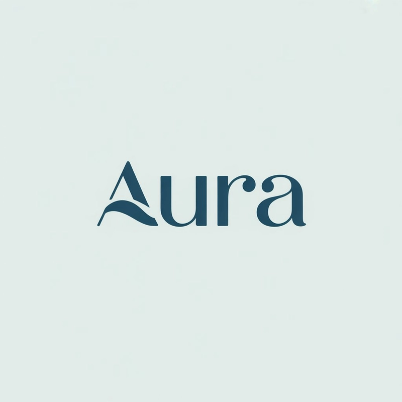 AI logo design: A minimal flat logo design featuring the brand name "Aura" in clean, modern sans-serif typography. T... - Generated with ideogram