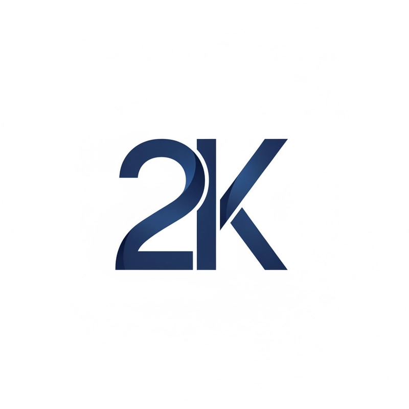 AI logo design: A modern minimalist logo design featuring a stylized fusion of the number "2" and the letter "K" in... - Generated with Gemini nano banana