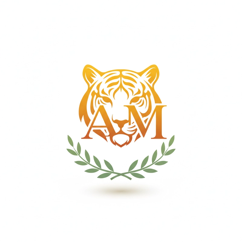AI logo design: A sleek, modern logo design featuring a stylized tiger's head with the letters "AM" seamlessly integ... - Generated with Gemini nano banana