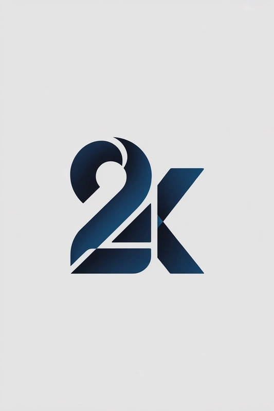 AI logo design: A modern minimalist logo design featuring a stylized fusion of the number "2" and the letter "K" in... - Generated with ideogram
