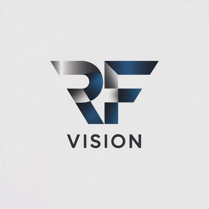 AI logo design: A sleek modern logo design featuring the stylized initials "RF" formed by interlocking geometric sha... - Generated with ideogram