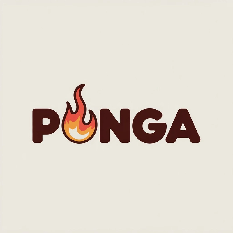 AI logo design: A bold vector logo design featuring the word "PONGA" in strong geometric sans-serif letters with sub... - Generated with ideogram