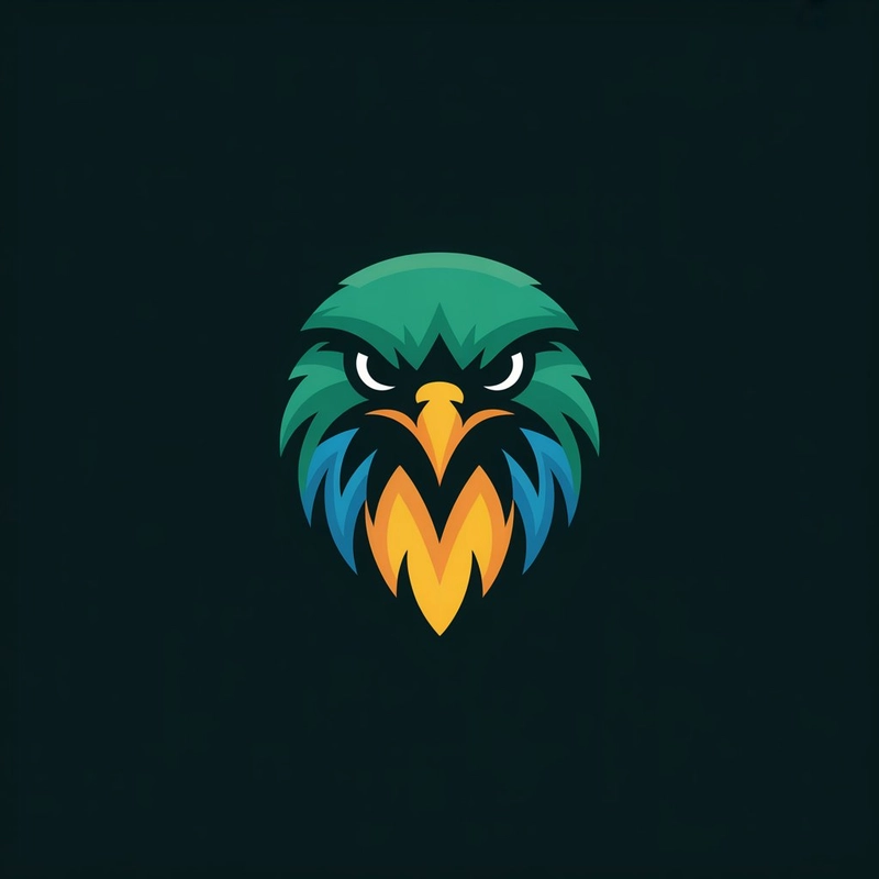 AI logo design: A minimalist eSports logo design featuring the fierce, stylized head of a hawk with sharp, angular g... - Generated with ideogram