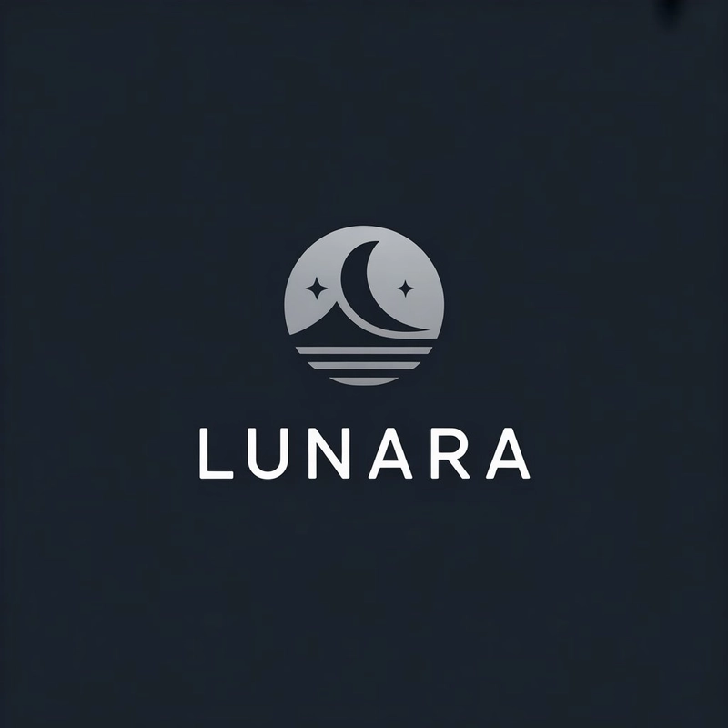 AI logo design: Minimalist modern logo for a fictional brand named LUNARA. Clean geometric symbol + custom typograph... - Generated with ideogram