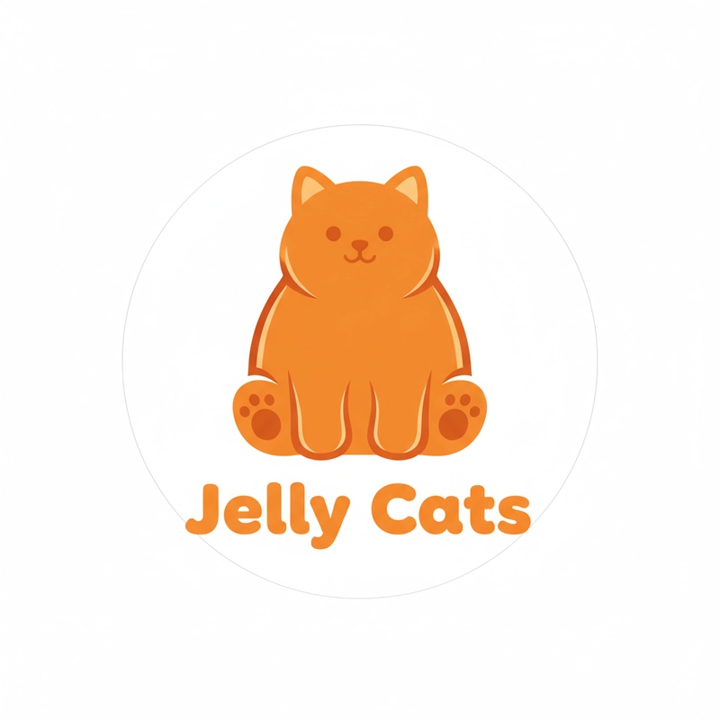 AI logo design: A minimalist emblem logo for the "Jelly Cats" gummy candy brand, featuring a charmingly chubby jelly... - Generated with Gemini nano banana