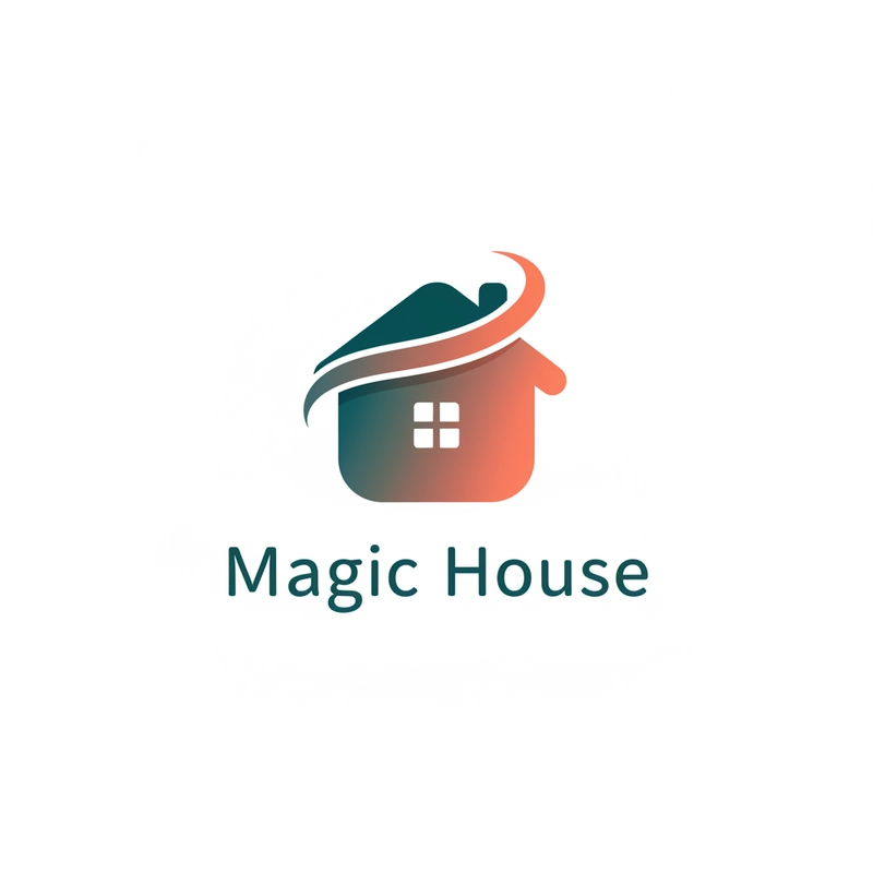 AI logo design: A clean, minimalist logo design featuring a simple house silhouette with a subtle magical element, r... - Generated with Gemini nano banana