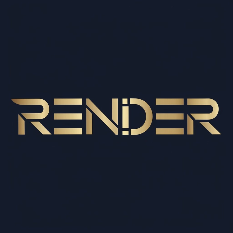 AI logo design: A sleek and modern logo design for the word "RENDER" against a dark navy blue background. The text i... - Generated with ideogram